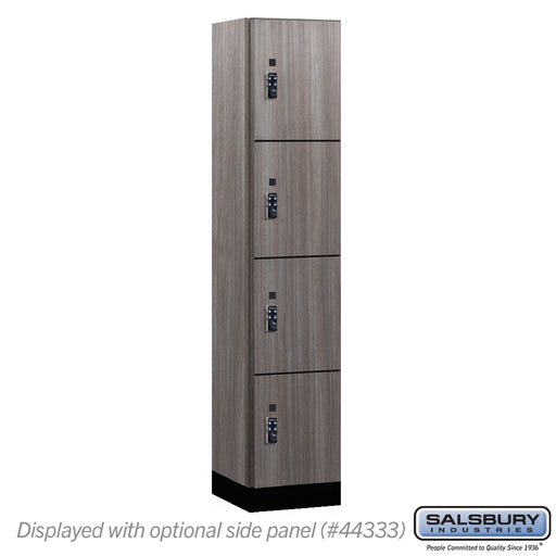 Salsbury 15" Wide Premier Wood Locker - Four Tier - 1 Wide - 6 Feet High - 18" Deep - Skyline Walnut - Resettable Combination Locks - Sweatfully