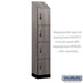 Salsbury 15" Wide Premier Wood Locker - Four Tier - 1 Wide - 6 Feet High - 18" Deep - Skyline Walnut - Resettable Combination Locks - Sweatfully