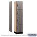 Salsbury 15" Wide Premier Wood Locker - Four Tier - 1 Wide - 6 Feet High - 18" Deep - Skyline Walnut - Hasps - Sweatfully