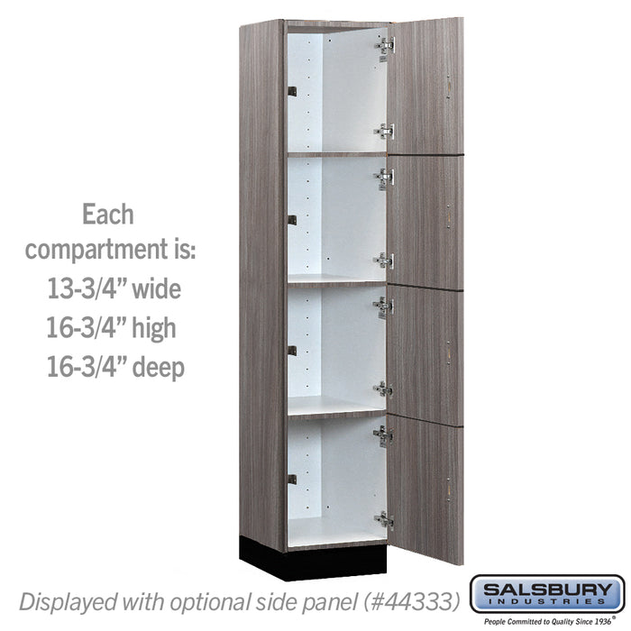 Salsbury 15" Wide Premier Wood Locker - Four Tier - 1 Wide - 6 Feet High - 18" Deep - Skyline Walnut - Hasps - Sweatfully