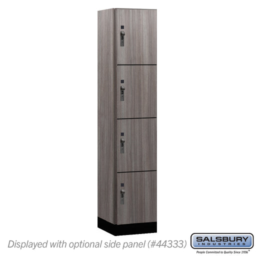Salsbury 15" Wide Premier Wood Locker - Four Tier - 1 Wide - 6 Feet High - 18" Deep - Skyline Walnut - Hasps - Sweatfully