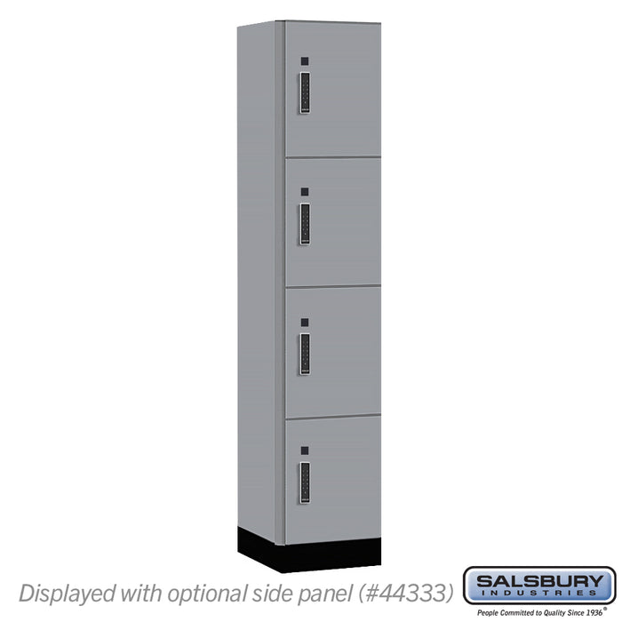 Salsbury 15" Wide Premier Wood Locker - Four Tier - 1 Wide - 6 Feet High - 18" Deep - Winter Fog - Electronic Locks - Sweatfully