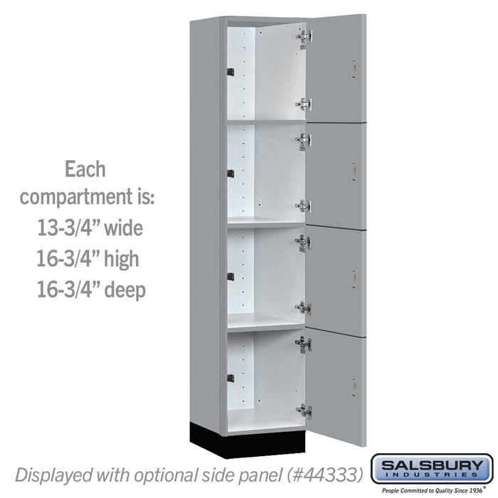 Salsbury 15" Wide Premier Wood Locker - Four Tier - 1 Wide - 6 Feet High - 18" Deep - Winter Fog - Hasps - Sweatfully