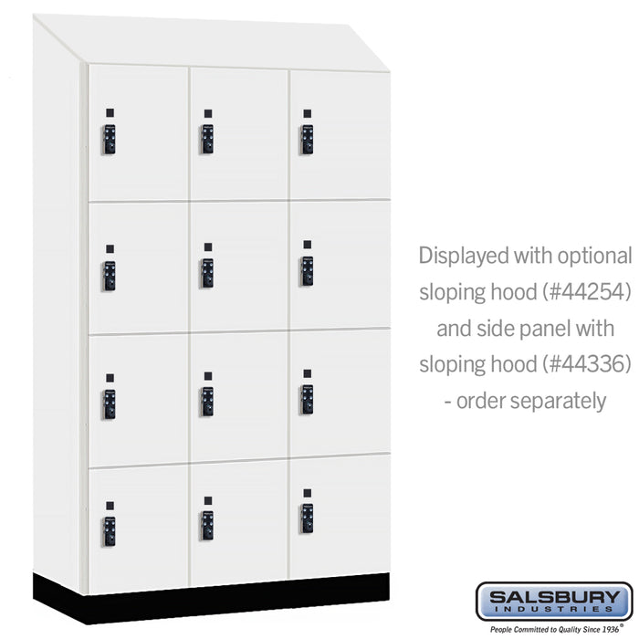 Salsbury 15" Wide Premier Wood Locker - Four Tier - 3 Wide - 6 Feet High - 21" Deep - Arctic White - Resettable Combination Locks - Sweatfully