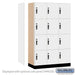 Salsbury 15" Wide Premier Wood Locker - Four Tier - 3 Wide - 6 Feet High - 21" Deep - Arctic White - Hasps - Sweatfully