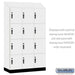 Salsbury 15" Wide Premier Wood Locker - Four Tier - 3 Wide - 6 Feet High - 21" Deep - Arctic White - Hasps - Sweatfully
