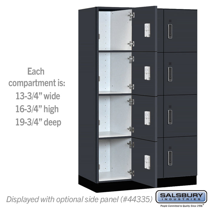 Salsbury 15" Wide Premier Wood Locker - Four Tier - 3 Wide - 6 Feet High - 21" Deep - Carbon Mesh - Electronic Locks - Sweatfully