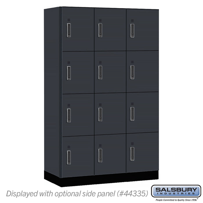 Salsbury 15" Wide Premier Wood Locker - Four Tier - 3 Wide - 6 Feet High - 21" Deep - Carbon Mesh - Electronic Locks - Sweatfully