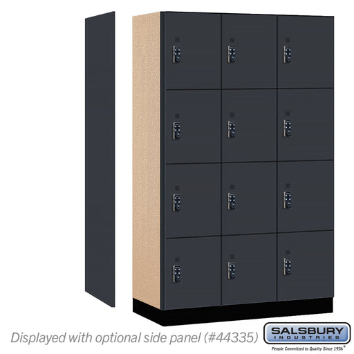 Salsbury 15" Wide Premier Wood Locker - Four Tier - 3 Wide - 6 Feet High - 21" Deep - Carbon Mesh - Resettable Combination Locks - Sweatfully
