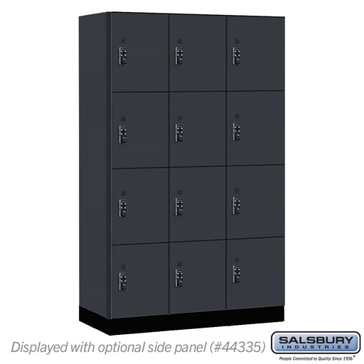 Salsbury 15" Wide Premier Wood Locker - Four Tier - 3 Wide - 6 Feet High - 21" Deep - Carbon Mesh - Resettable Combination Locks - Sweatfully