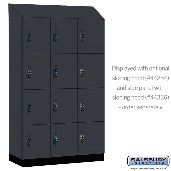 Salsbury 15" Wide Premier Wood Locker - Four Tier - 3 Wide - 6 Feet High - 21" Deep - Carbon Mesh - Resettable Combination Locks - Sweatfully