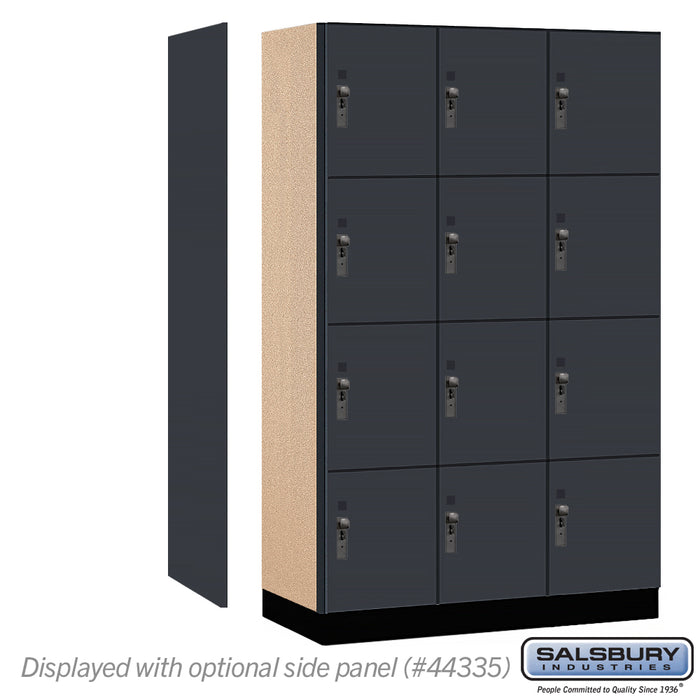 Salsbury 15" Wide Premier Wood Locker - Four Tier - 3 Wide - 6 Feet High - 21" Deep - Carbon Mesh - Hasps - Sweatfully