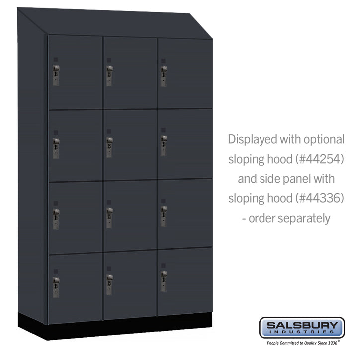 Salsbury 15" Wide Premier Wood Locker - Four Tier - 3 Wide - 6 Feet High - 21" Deep - Carbon Mesh - Hasps - Sweatfully