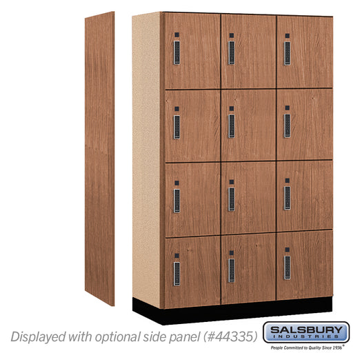 Salsbury 15" Wide Premier Wood Locker - Four Tier - 3 Wide - 6 Feet High - 21" Deep - Red Oak - Electronic Locks - Sweatfully