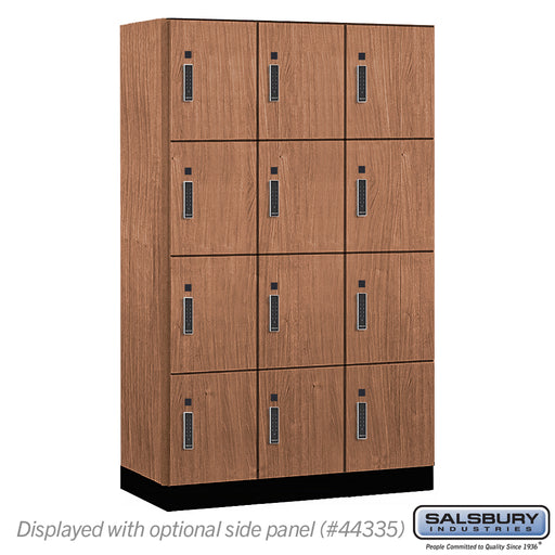 Salsbury 15" Wide Premier Wood Locker - Four Tier - 3 Wide - 6 Feet High - 21" Deep - Red Oak - Electronic Locks - Sweatfully