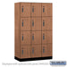 Salsbury 15" Wide Premier Wood Locker - Four Tier - 3 Wide - 6 Feet High - 21" Deep - Red Oak - Electronic Locks - Sweatfully
