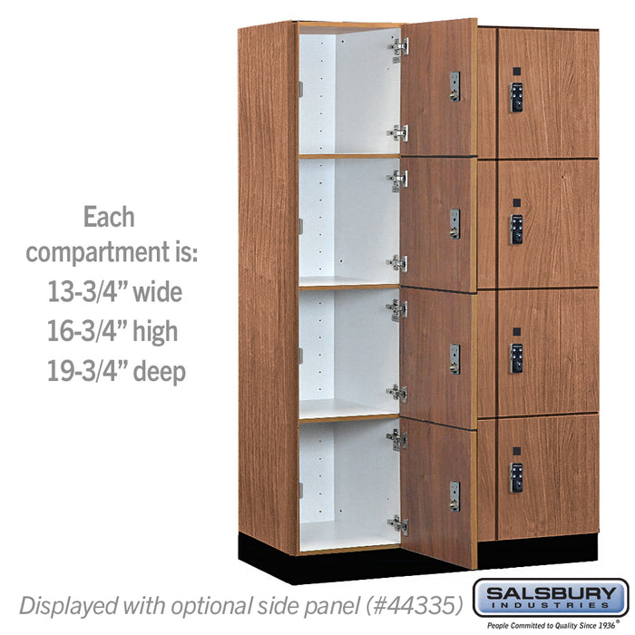Salsbury 15" Wide Premier Wood Locker - Four Tier - 3 Wide - 6 Feet High - 21" Deep - Red Oak - Resettable Combination Locks - Sweatfully