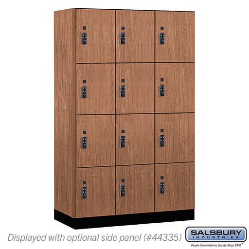 Salsbury 15" Wide Premier Wood Locker - Four Tier - 3 Wide - 6 Feet High - 21" Deep - Red Oak - Resettable Combination Locks - Sweatfully