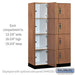 Salsbury 15" Wide Premier Wood Locker - Four Tier - 3 Wide - 6 Feet High - 21" Deep - Red Oak - Hasps - Sweatfully