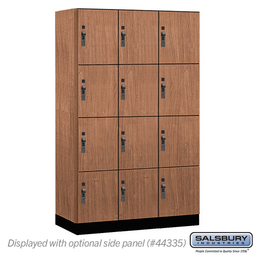Salsbury 15" Wide Premier Wood Locker - Four Tier - 3 Wide - 6 Feet High - 21" Deep - Red Oak - Hasps - Sweatfully