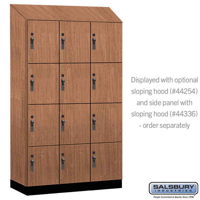 Salsbury 15" Wide Premier Wood Locker - Four Tier - 3 Wide - 6 Feet High - 21" Deep - Red Oak - Hasps - Sweatfully