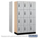 Salsbury 15" Wide Premier Wood Locker - Four Tier - 3 Wide - 6 Feet High - 21" Deep - Silver Teak - Electronic Locks - Sweatfully