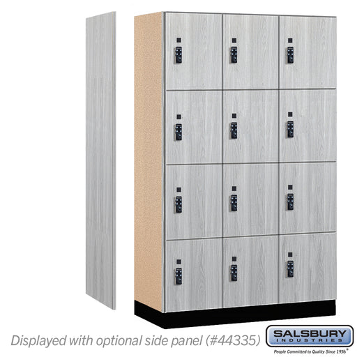 Salsbury 15" Wide Premier Wood Locker - Four Tier - 3 Wide - 6 Feet High - 21" Deep - Silver Teak - Resettable Combination Locks - Sweatfully