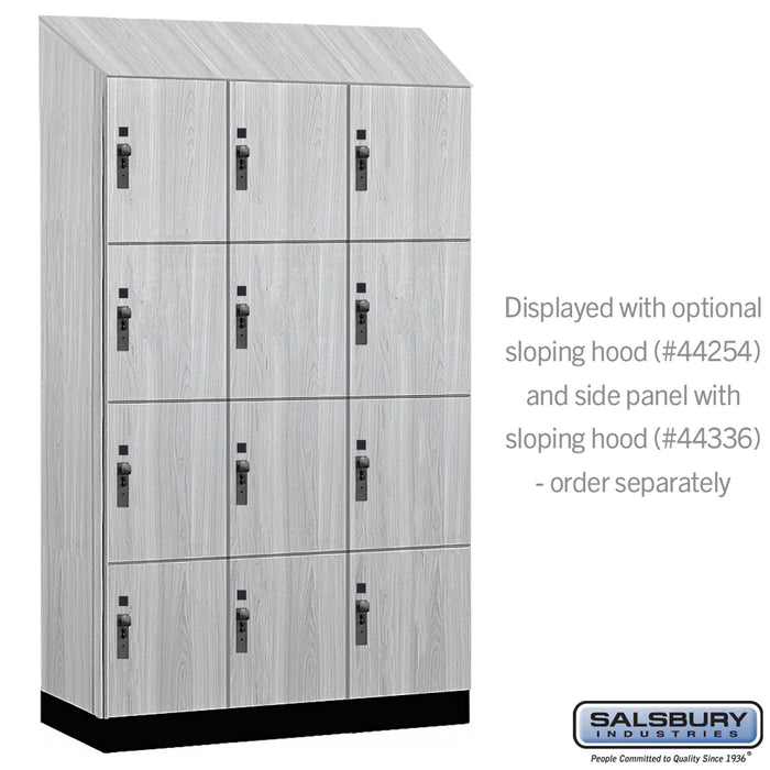 Salsbury 15" Wide Premier Wood Locker - Four Tier - 3 Wide - 6 Feet High - 21" Deep - Silver Teak - Hasps - Sweatfully