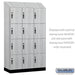 Salsbury 15" Wide Premier Wood Locker - Four Tier - 3 Wide - 6 Feet High - 21" Deep - Silver Teak - Hasps - Sweatfully
