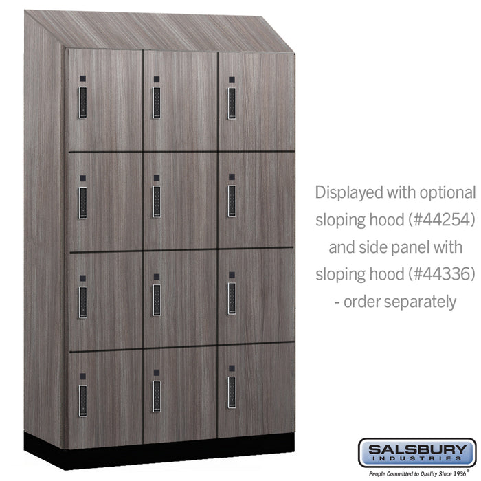 Salsbury 15" Wide Premier Wood Locker - Four Tier - 3 Wide - 6 Feet High - 21" Deep - Skyline Walnut - Electronic Locks - Sweatfully
