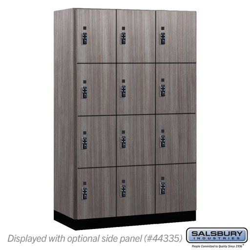Salsbury 15" Wide Premier Wood Locker - Four Tier - 3 Wide - 6 Feet High - 21" Deep - Skyline Walnut - Resettable Combination Locks - Sweatfully
