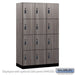 Salsbury 15" Wide Premier Wood Locker - Four Tier - 3 Wide - 6 Feet High - 21" Deep - Skyline Walnut - Resettable Combination Locks - Sweatfully