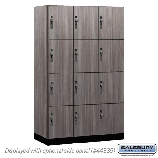 Salsbury 15" Wide Premier Wood Locker - Four Tier - 3 Wide - 6 Feet High - 21" Deep - Skyline Walnut - Hasps - Sweatfully