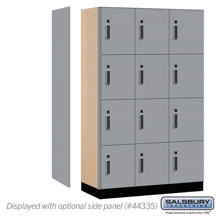 Salsbury 15" Wide Premier Wood Locker - Four Tier - 3 Wide - 6 Feet High - 21" Deep - Winter Fog - Electronic Locks - Sweatfully