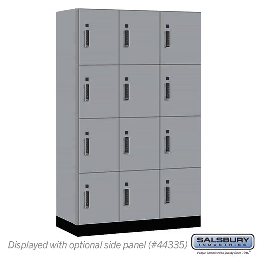 Salsbury 15" Wide Premier Wood Locker - Four Tier - 3 Wide - 6 Feet High - 21" Deep - Winter Fog - Electronic Locks - Sweatfully