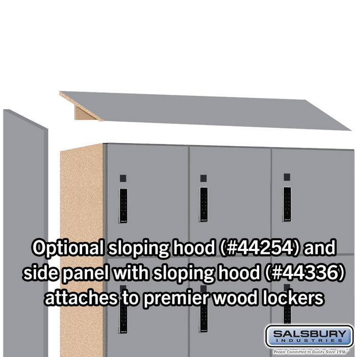 Salsbury 15" Wide Premier Wood Locker - Four Tier - 3 Wide - 6 Feet High - 21" Deep - Winter Fog - Electronic Locks - Sweatfully