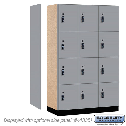 Salsbury 15" Wide Premier Wood Locker - Four Tier - 3 Wide - 6 Feet High - 21" Deep - Winter Fog - Resettable Combination Locks - Sweatfully