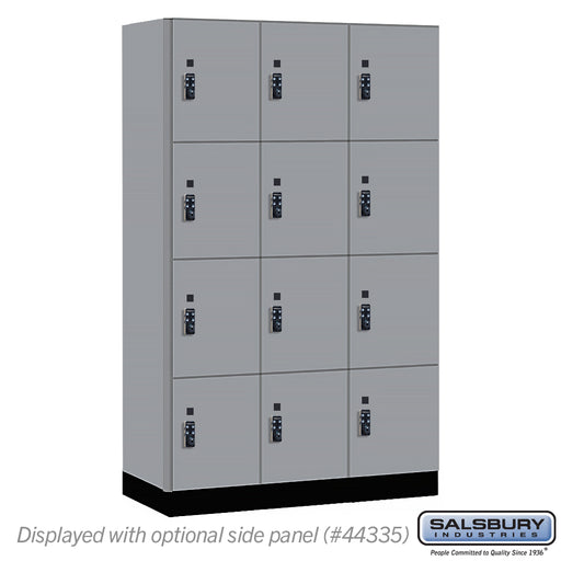 Salsbury 15" Wide Premier Wood Locker - Four Tier - 3 Wide - 6 Feet High - 21" Deep - Winter Fog - Resettable Combination Locks - Sweatfully