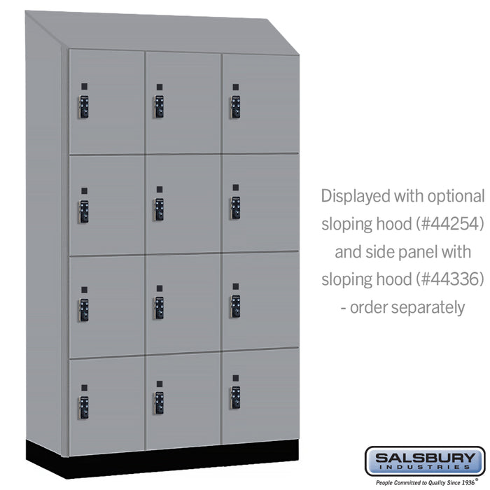 Salsbury 15" Wide Premier Wood Locker - Four Tier - 3 Wide - 6 Feet High - 21" Deep - Winter Fog - Resettable Combination Locks - Sweatfully