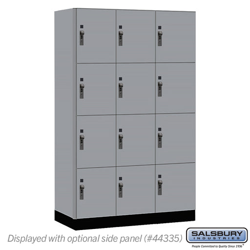 Salsbury 15" Wide Premier Wood Locker - Four Tier - 3 Wide - 6 Feet High - 21" Deep - Winter Fog - Hasps - Sweatfully