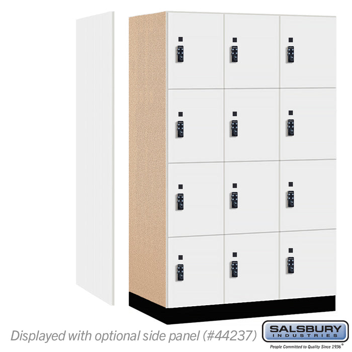 Salsbury 15" Wide Premier Wood Locker - Four Tier - 3 Wide - 6 Feet High - 24" Deep - Arctic White - Resettable Combination Locks - Sweatfully