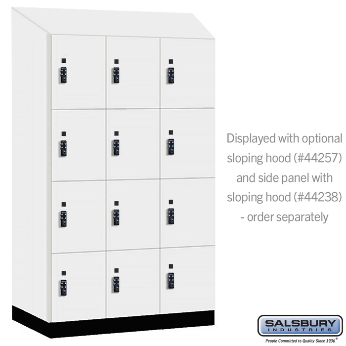 Salsbury 15" Wide Premier Wood Locker - Four Tier - 3 Wide - 6 Feet High - 24" Deep - Arctic White - Resettable Combination Locks - Sweatfully