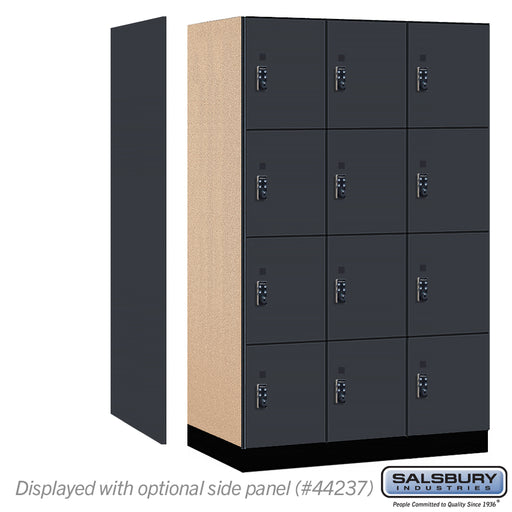 Salsbury 15" Wide Premier Wood Locker - Four Tier - 3 Wide - 6 Feet High - 24" Deep - Carbon Mesh - Resettable Combination Locks - Sweatfully