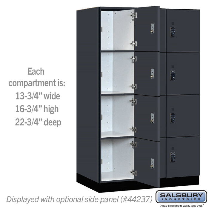 Salsbury 15" Wide Premier Wood Locker - Four Tier - 3 Wide - 6 Feet High - 24" Deep - Carbon Mesh - Resettable Combination Locks - Sweatfully