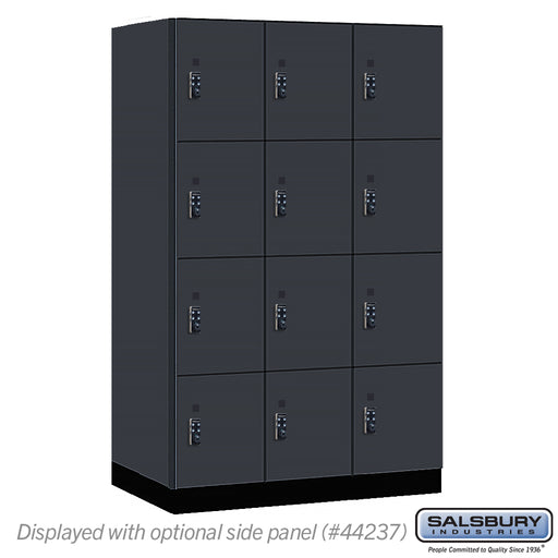 Salsbury 15" Wide Premier Wood Locker - Four Tier - 3 Wide - 6 Feet High - 24" Deep - Carbon Mesh - Resettable Combination Locks - Sweatfully