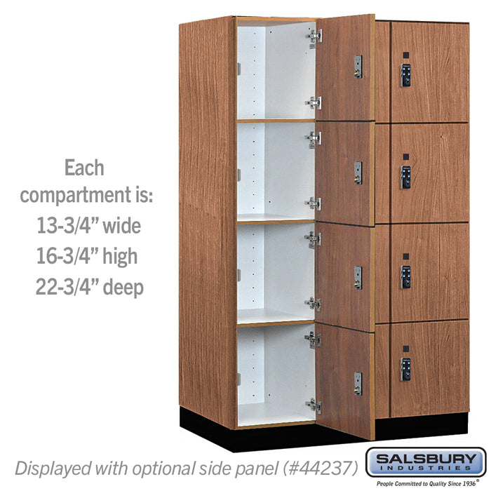 Salsbury 15" Wide Premier Wood Locker - Four Tier - 3 Wide - 6 Feet High - 24" Deep - Red Oak - Resettable Combination Locks - Sweatfully