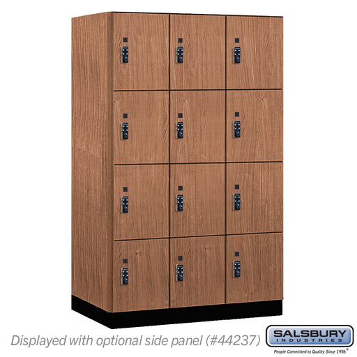 Salsbury 15" Wide Premier Wood Locker - Four Tier - 3 Wide - 6 Feet High - 24" Deep - Red Oak - Resettable Combination Locks - Sweatfully