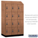 Salsbury 15" Wide Premier Wood Locker - Four Tier - 3 Wide - 6 Feet High - 24" Deep - Red Oak - Resettable Combination Locks - Sweatfully