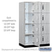 Salsbury 15" Wide Premier Wood Locker - Four Tier - 3 Wide - 6 Feet High - 24" Deep - Silver Teak - Electronic Locks - Sweatfully