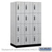 Salsbury 15" Wide Premier Wood Locker - Four Tier - 3 Wide - 6 Feet High - 24" Deep - Silver Teak - Electronic Locks - Sweatfully